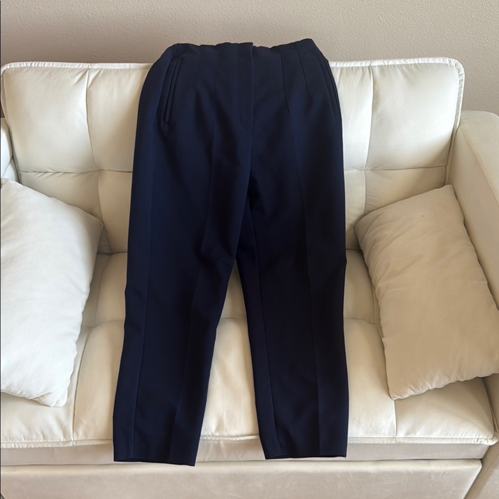 Zara Navy Blue High Waisted Trousers Size Medium